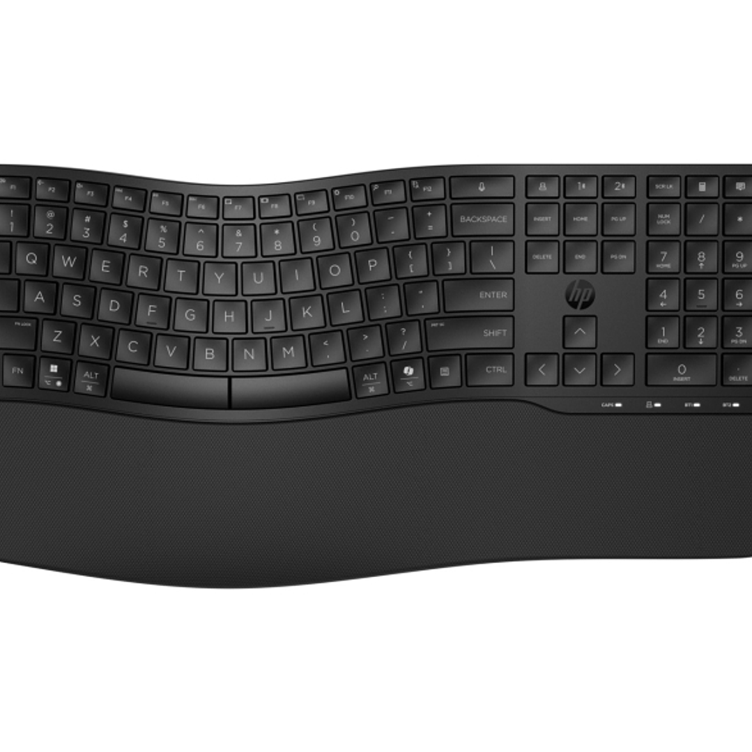 HP 685 Teclado Inalambrico Ergonomico Dual?Mode - Bluetooth 5.3 + 2.4GHz - Reposamuñecas Acolchado - 23 Teclas Programables - 3 Posiciones de Inclinac 1