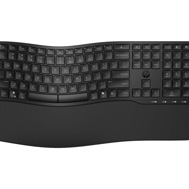 HP 685 Teclado Inalambrico Ergonomico Dual?Mode - Bluetooth 5.3 + 2.4GHz - Reposamuñecas Acolchado - 23 Teclas Programables - 3 Posiciones de Inclinac 1