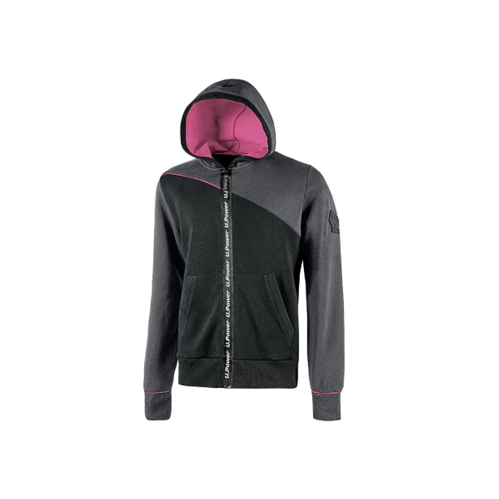 Upower Jupiter Lady Sudadera Mujer con Cremallera Impermeable - Talla XS - Capucha Ajustable, Bolsillos Oblicuos, Puños Elasticos, Piping Fluo, Protec 1