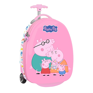 Safta Peppa Pig Baby Pig Maleta Trolley Infantil 16 - Interior Forrado y Bolsillo - Dos Ruedas Resistentes - Cintas con Cierre de PVC - Materiales AB