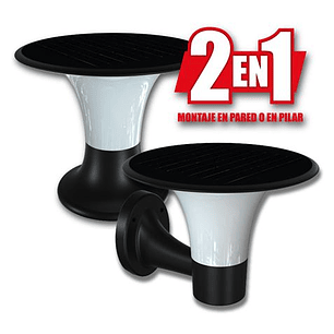 Elbat Serie Pro Farol LED Solar - 15W - 6000K/3000K - 2200 Lumenes - Sensor - Montaje en Pared o Sobre Pilar - Color Negro