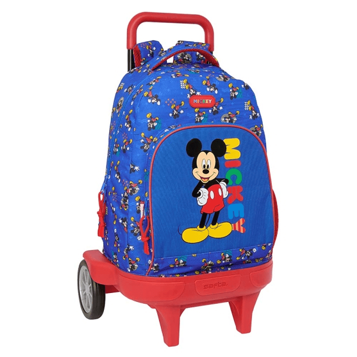 Safta Mickey Mouse Today Mochila con Carro - Bolsillo Frontal - Ruedas Antivibracion - Hombreras Acolchadas - Asa Acolchada - Mochila Extraible - Base 1