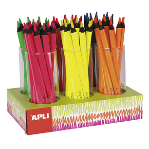 Apli Jumbo Fluor Expositor de 108 Lapices Triangulares de Colores Fluorescentes - 5mm de Grosor - Colores Fluorescentes Surtidos