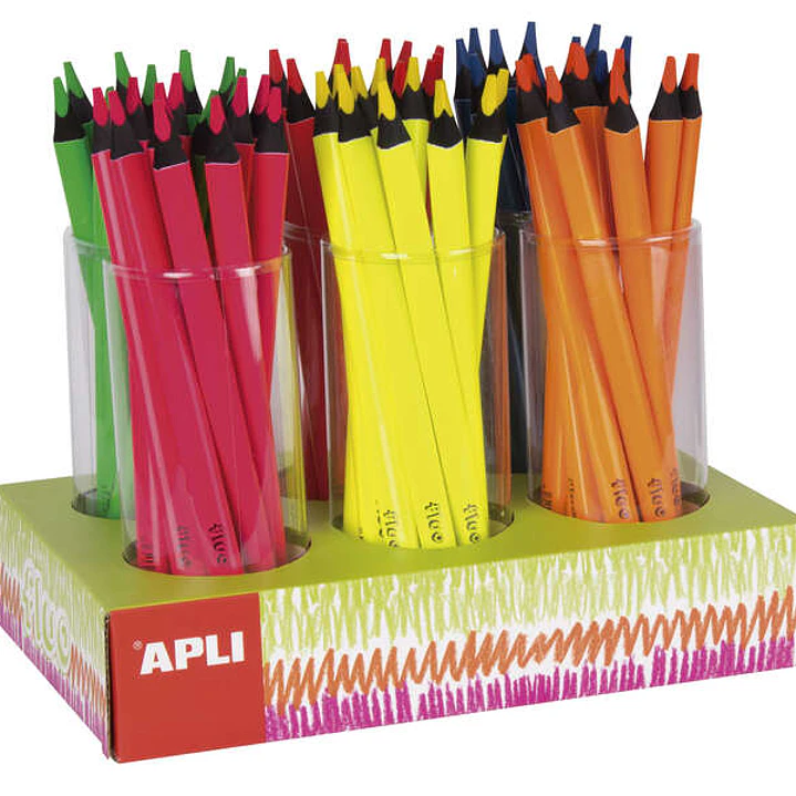 Apli Jumbo Fluor Expositor de 108 Lapices Triangulares de Colores Fluorescentes - 5mm de Grosor - Colores Fluorescentes Surtidos 1