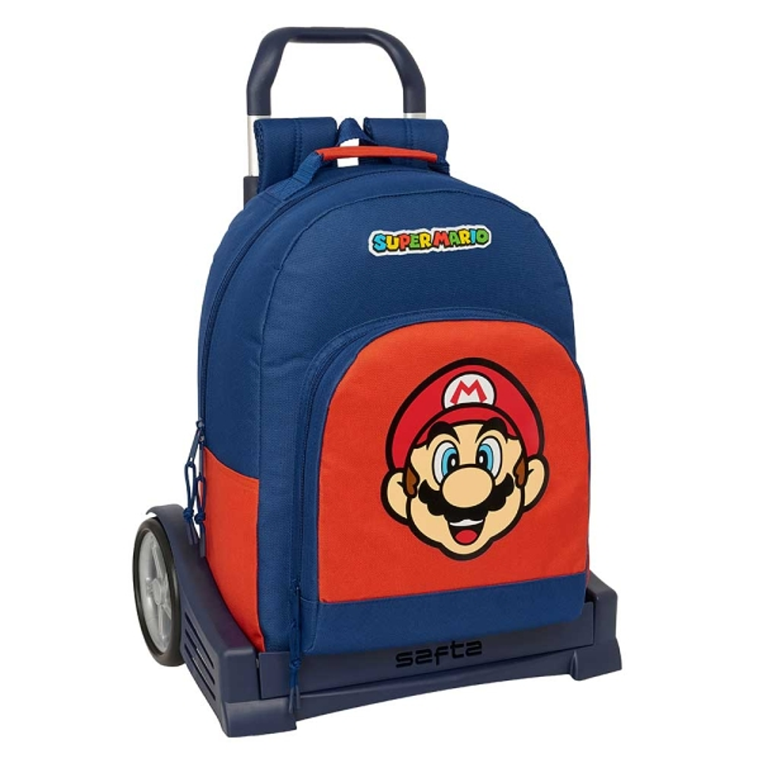 Safta Super Mario Mamma Mia Mochila con Carro - Tirador Doble - Hombreras Acolchadas - Mochila Extraible - Ruedas Antivibracion - Sistema de Bloqueo - 1