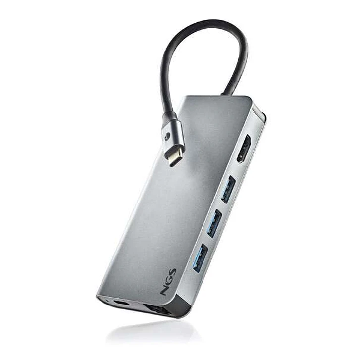 NGS Wonder Dock 8 en 1 Hub USB-C - 3x USB 3.0, 1x USB-C PD 60W, 1x HDMI, 1x RJ-45, Ranura SD 40 Mbps y Ranura TF 40 Mbps - Admite Resoluciones Maximas 1