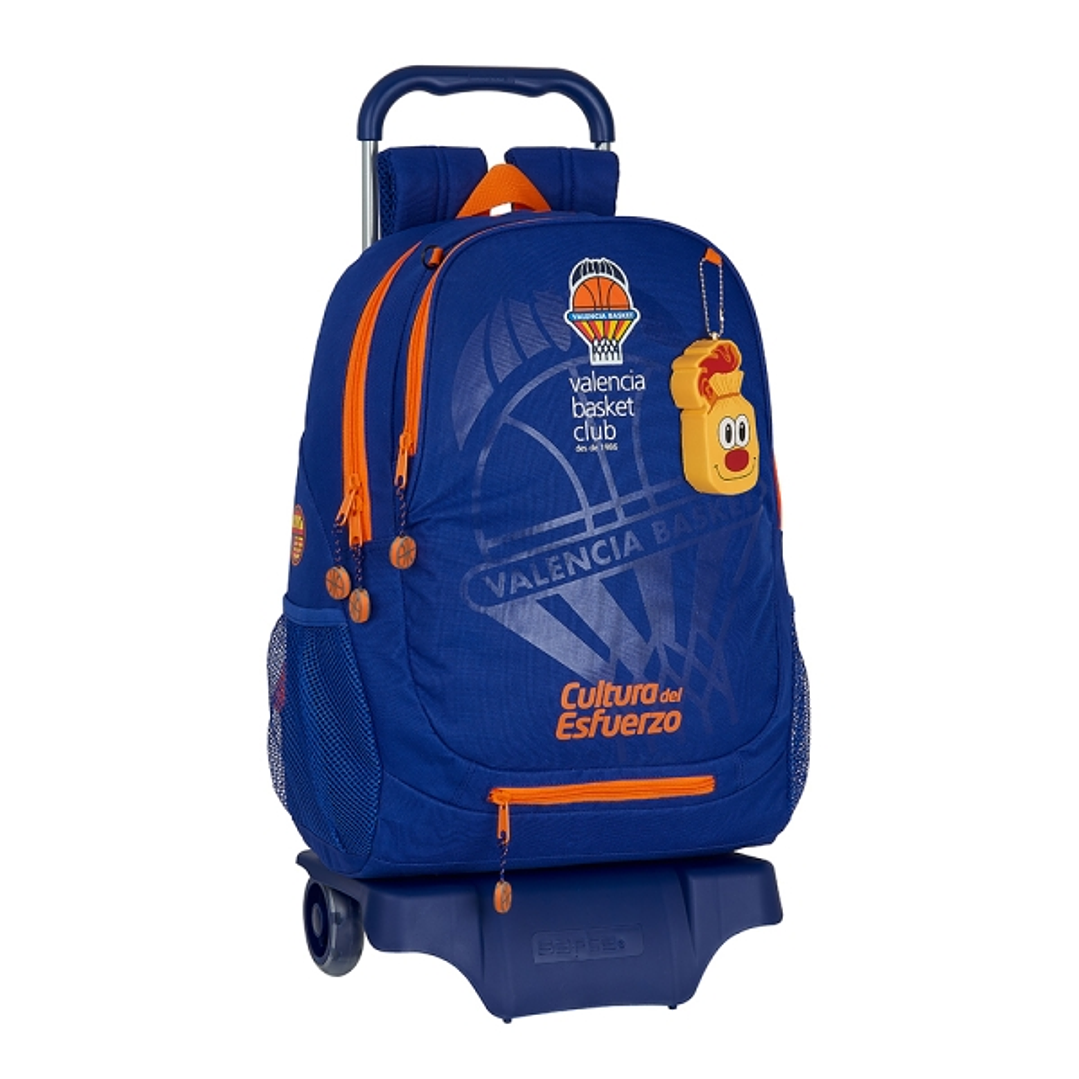 Safta Valencia Basket Mochila con Carro - Portabotellas - 2 Compartimentos - Doble Cremallera - Hombreras y Espalda Acolchadas - Asa Superior - Mochil 1