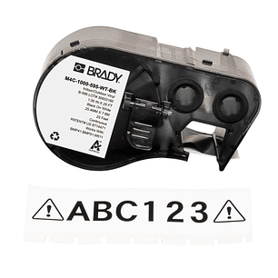 Brady M4C-1000-595-WT-BK Cinta de Etiquetas Original Vinilo - Texto Negro sobre Fondo Blanco - Ancho 25,40mm x 7,62m