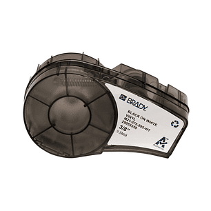 Brady M21-375-595-WT Cinta de Etiquetas Original Vinilo - Texto Negro sobre Fondo Blanco - Ancho 9,53mm x 6,40m