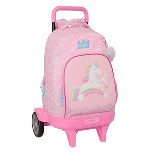 Safta Glowlab Kids Mochila con Carro - 33L - Ruedas Antivibracion - Bolsillo Frontal - Asa Acolchada - Extraible - Portabotellas - Tirador Doble - Bas