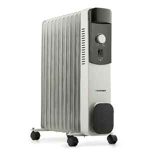 Blaupunkt Radiador de Aceite - Potencia 2500W - Termostato Regulable - Ruedas - Recogecable - Indicador Luminoso - Color Blanco y Negro