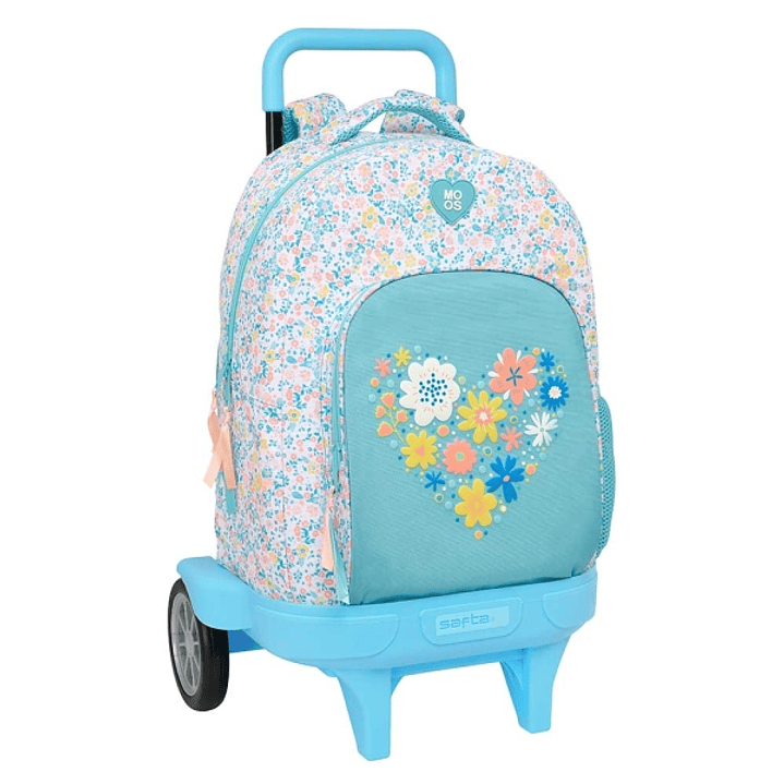 Safta Moos Fiori Mochila con Carro - Ruedas Antivibracion Ultrasilenciosas - Bolsillo Frontal - Portabotellas - Hombreras Acolchadas - Tarjeta ID - 33 1