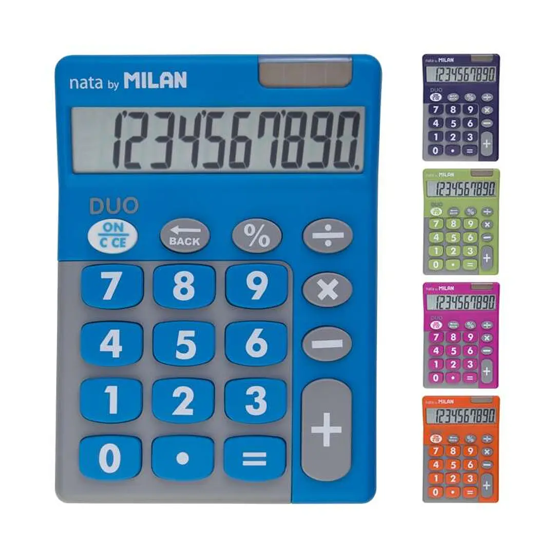 Milan Duo Expositor de 6 Calculadoras de Sobremesa - 10 Digitos - Teclas Grandes - Colores Surtidos 1