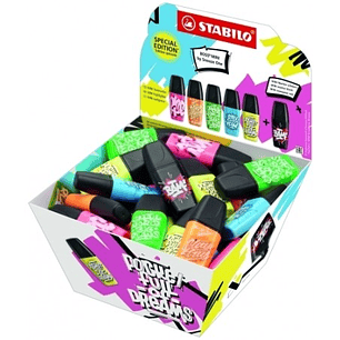 Stabilo Boss Mini by Snooze One Expositor con 50 Mini Marcadores Fluorescentes - Trazo entre 2 y 5mm - Tinta con Base de Agua - Antisecado - Colores S