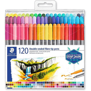 Staedtler 3200 Pack de 120 Rotuladores de Doble Punta - Resistente a la Presion - Colores Surtidos
