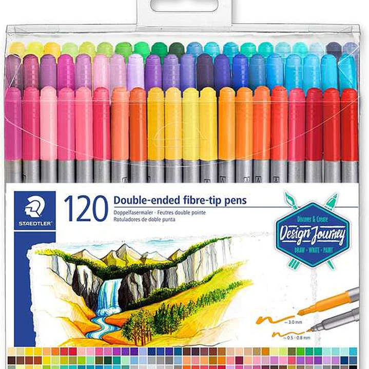 Staedtler 3200 Pack de 120 Rotuladores de Doble Punta - Resistente a la Presion - Colores Surtidos 1