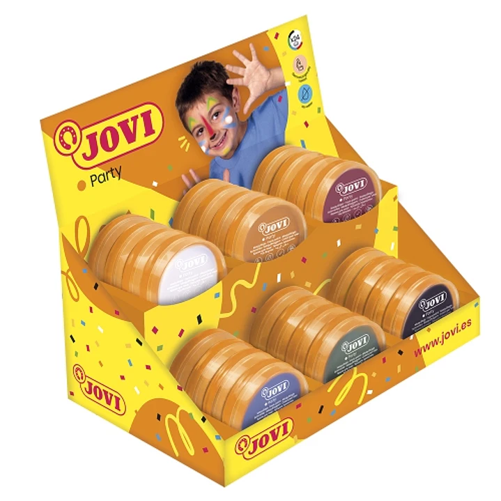 Jovi Expositor de 24 x 8ml Maquillajes Crema - Base Graso - Facil Aplicacion - Gran Capacidad Cubriente - sin Parabenos - Libre de Alergenos - Color S 1