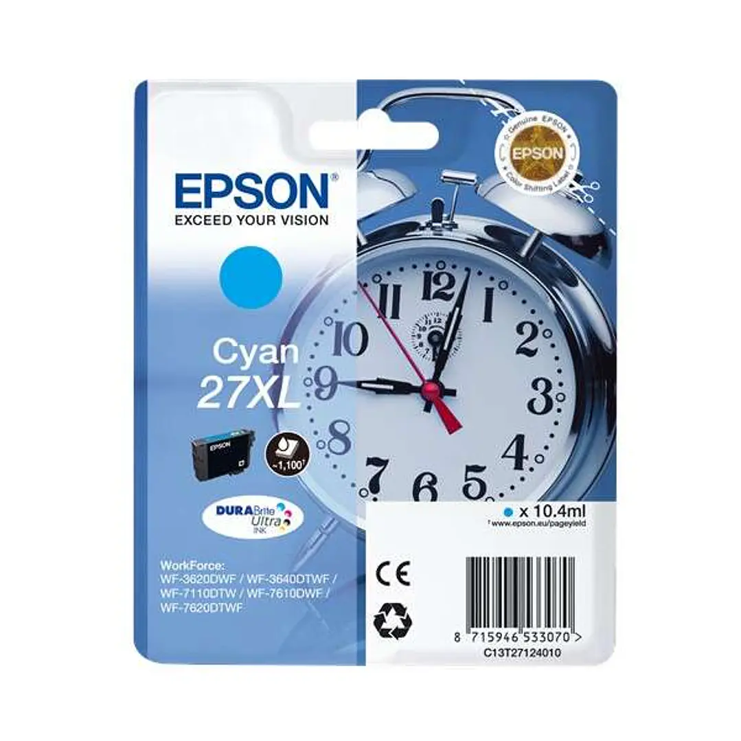Epson T2712 (27XL) Cyan Cartucho de Tinta Original - C13T27124012 1