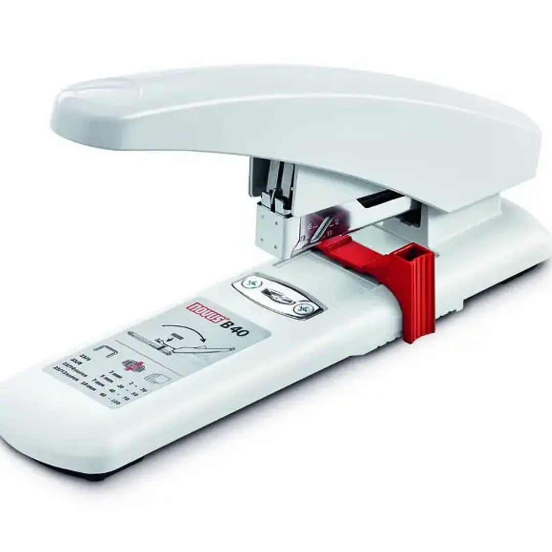 Novus B 40 Grapadora de Gruesos - Hasta 100 Hojas - Grapado Cerrado con Sistema Bypass - Sistema Antibloqueo - Color Blanco 1