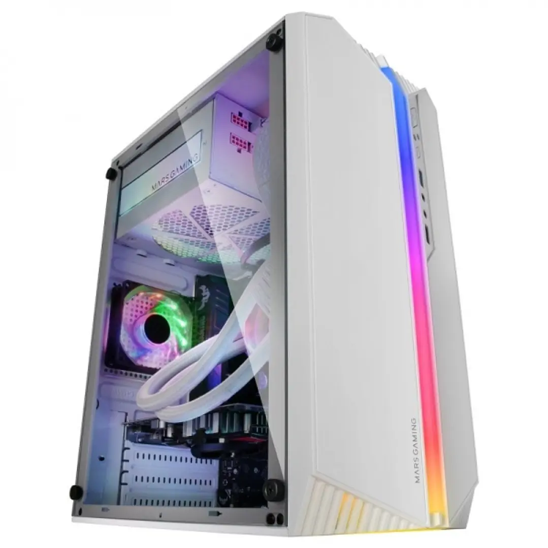 Mars Gaming MC-S1 Caja Compacta Gaming - Iluminacion ARGB 12 Modos - Ventilador FRGB Incluido - Ventana Lateral Completa - Compatible Micro-ATX/Mini-I 1