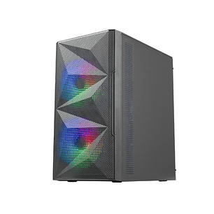 Mars Gaming Caja Gaming Compacta MC-ME - Diseño Innovador - Ventiladores FRGB 120mm - Ventana Lateral Cristal Templado - Maxima Refrigeracion - Color 