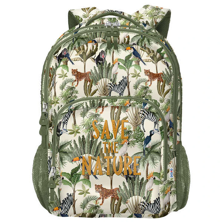 Dohe WWF Save the Nature Mochila Escolar Grande - 3 Compartimentos - Bolsillos Laterales - Tirantes Acolchados y Ajustables - Adaptable a Carro 1