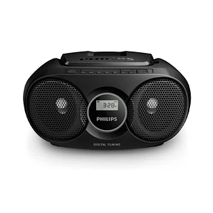 Philips Radio CD - Altavoces Integrados - Refuerzo Dinamico de Graves - Sintonizacion Automatica - Jack 3.5mm - 252x232x124mm - Color Negro
