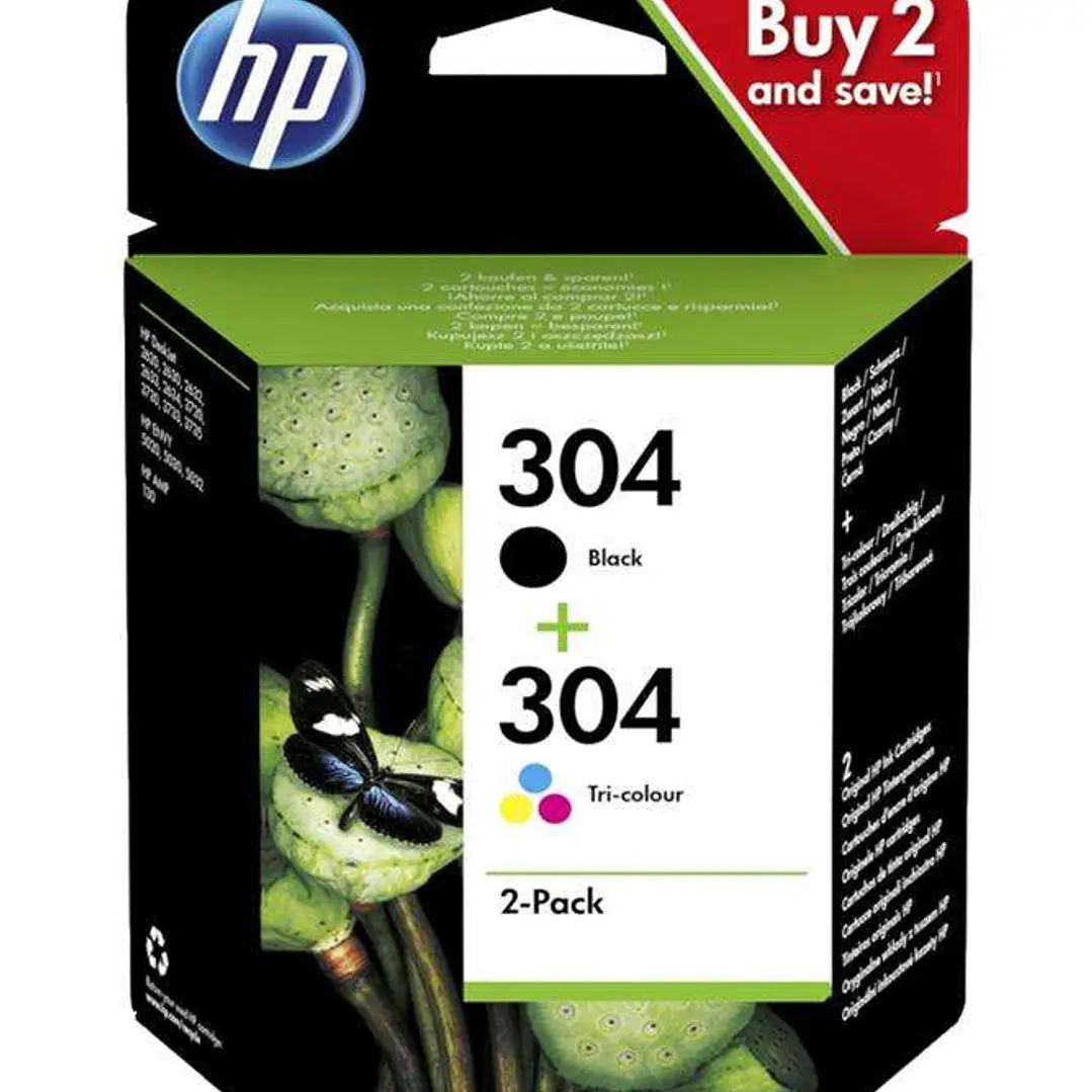 HP 304 Negro + Color Pack de 2 Cartuchos de Tinta Originales - 3JB05AE 1