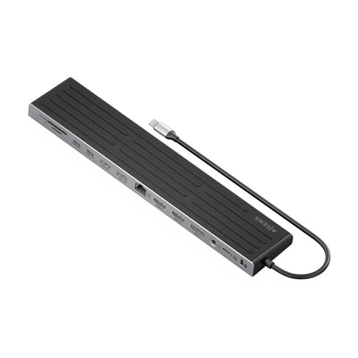 Aisens USB-C Dock 13 En 1 - USB-C a 2xHDMI - 1xDisplayPort - 1xRJ45 - 3xUSB-A - 2xUSB-C - 1xUSB-C PD - 1xAudio - 1xSD - 1xMicro SD - 1xRanura Kensingt 1