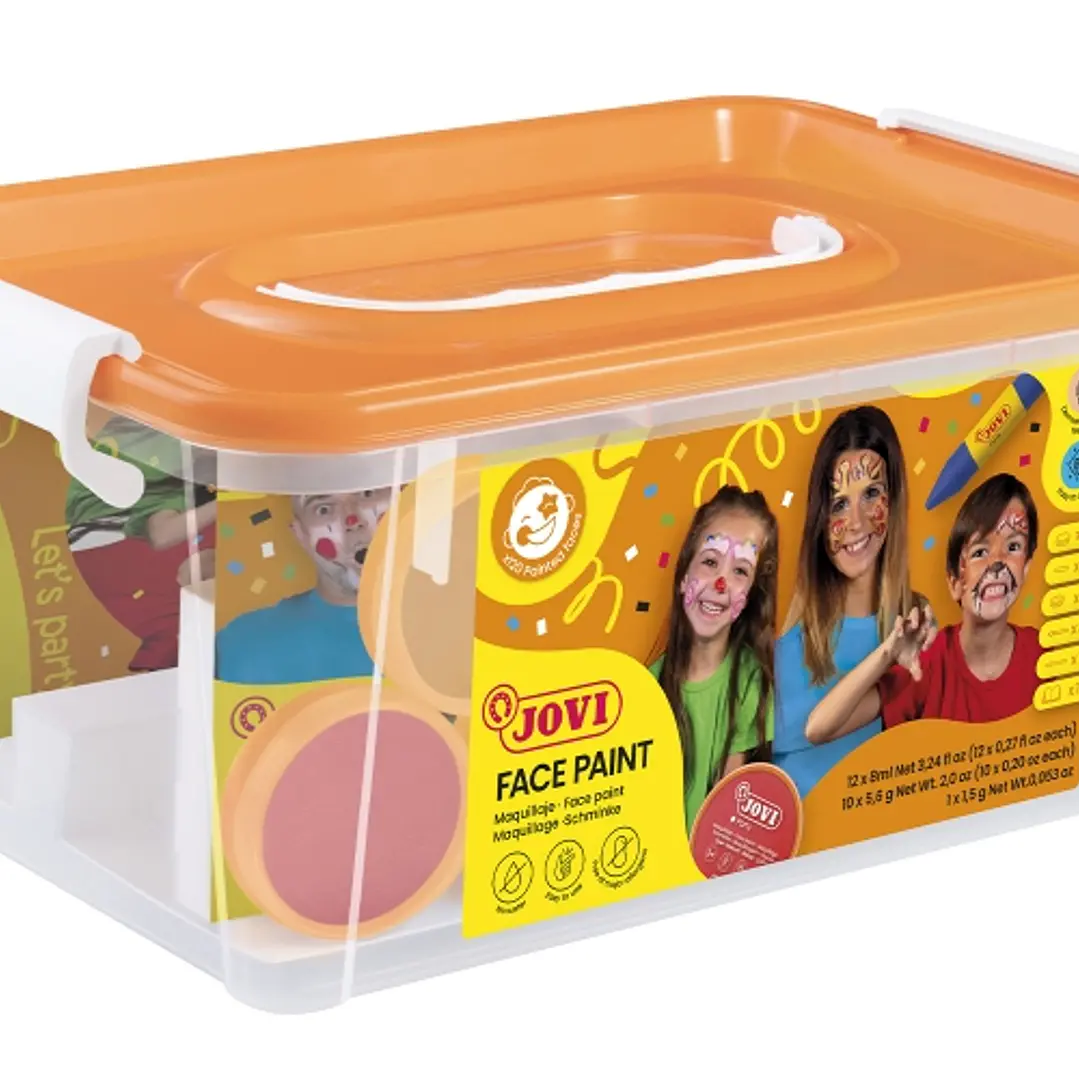 Jovi Baul Escolar de Maquillaje con 12 Botes 8ml Surtidos + Accesorios - Gran Surtido de Colores - Incluye Guia con Ideas - Ideal para Actividades Esc 1