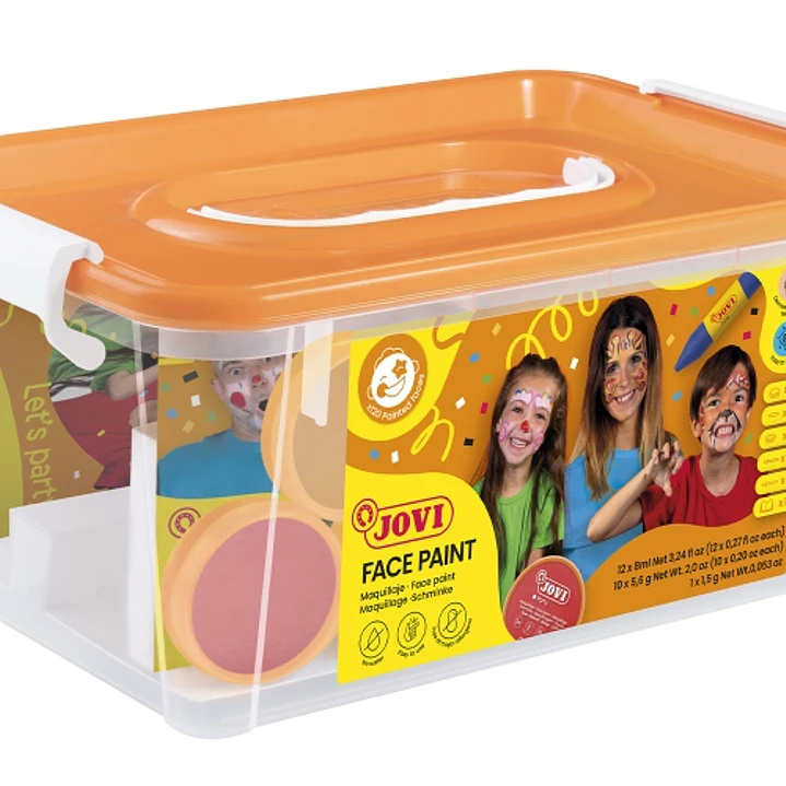 Jovi Baul Escolar de Maquillaje con 12 Botes 8ml Surtidos + Accesorios - Gran Surtido de Colores - Incluye Guia con Ideas - Ideal para Actividades Esc 1