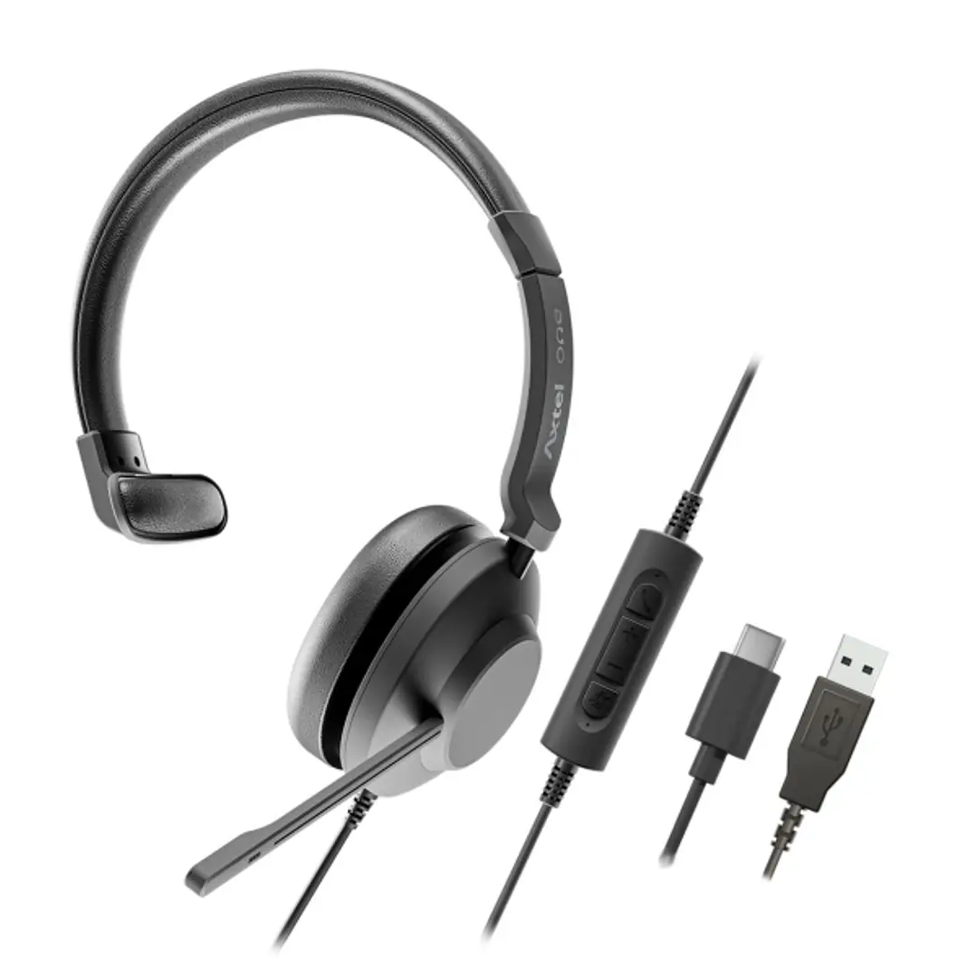 Axtel One Auriculares con Microfono USB - Conexion USB-A - Controles de Audio Integrados - Estereo 1