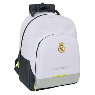 Safta Real Madrid 1ª Equipacion 25/26 Mochila Escolar - Adaptable a Carro - Asa de Mano - 32x42x15cm - Color Blanco