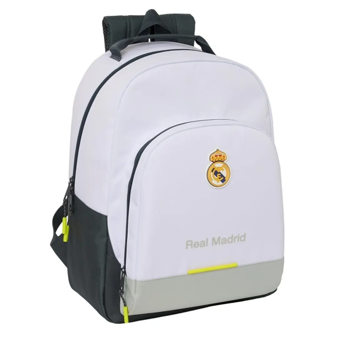 Safta Real Madrid 1ª Equipacion 25/26 Mochila Escolar - Adaptable a Carro - Asa de Mano - 32x42x15cm - Color Blanco 1