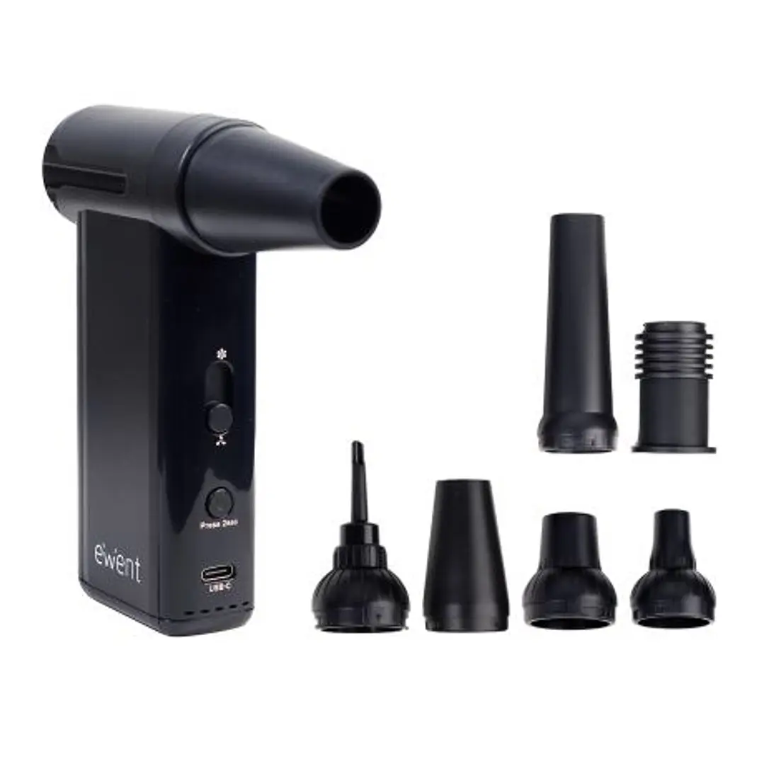 Ewent Pistola de Aire Comprimido - Bomba de Vacio e Inflador - 8 Velocidades -130000 RPM  - Bateria de 5000mah - Color Negro 1