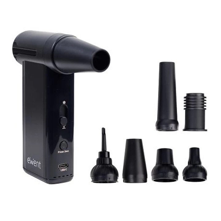 Ewent Pistola de Aire Comprimido - Bomba de Vacio e Inflador - 8 Velocidades -130000 RPM  - Bateria de 5000mah - Color Negro 1