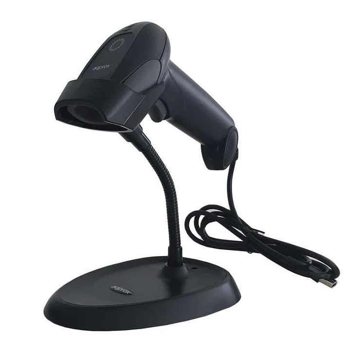 Approx Lector de Codigos de Barras 1D USB con Soporte - Indicador LED, Beeper - Velocidad 300 veces por Segundo - Color Negro 1