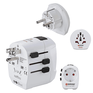 Hama World Travel Pro Adaptador de Viaje Universal - Potencia hasta 1680W - Voltaje 110-240V - Color Blanco