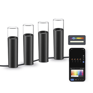 Ksix Pack 4 Smartled Outdoor Luces de Exterior RGBWIC - IP65 - Control por APP - Instalacion Facil