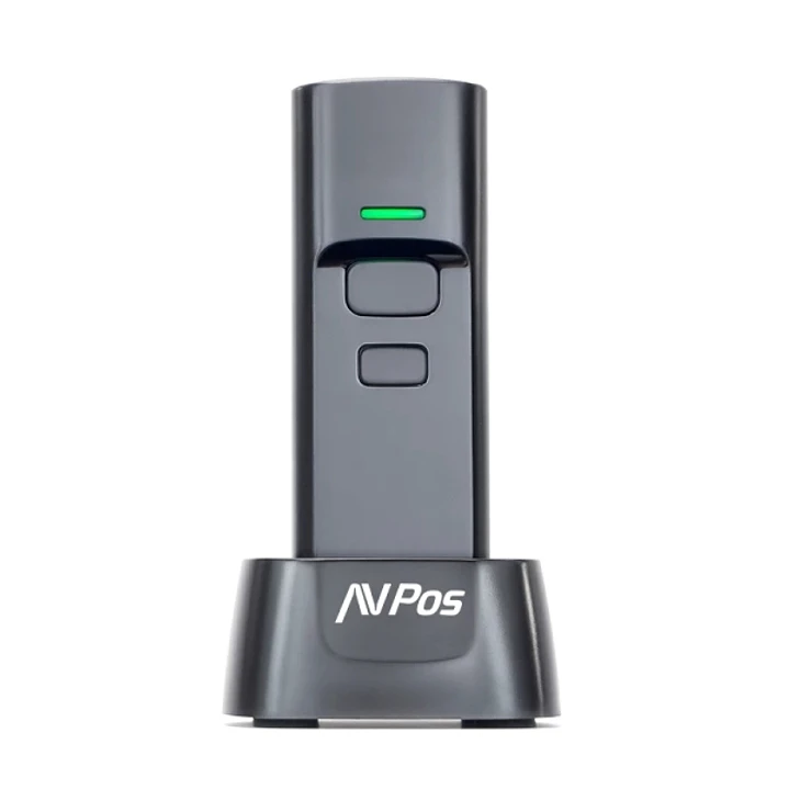AVPos BT03 Lector de Codigos Portatil - Códigos 1D, 2D y QR - USB, Wireless 2.4 y Bluetooth - 1100mAh - Base Incluida - Color Negro 1