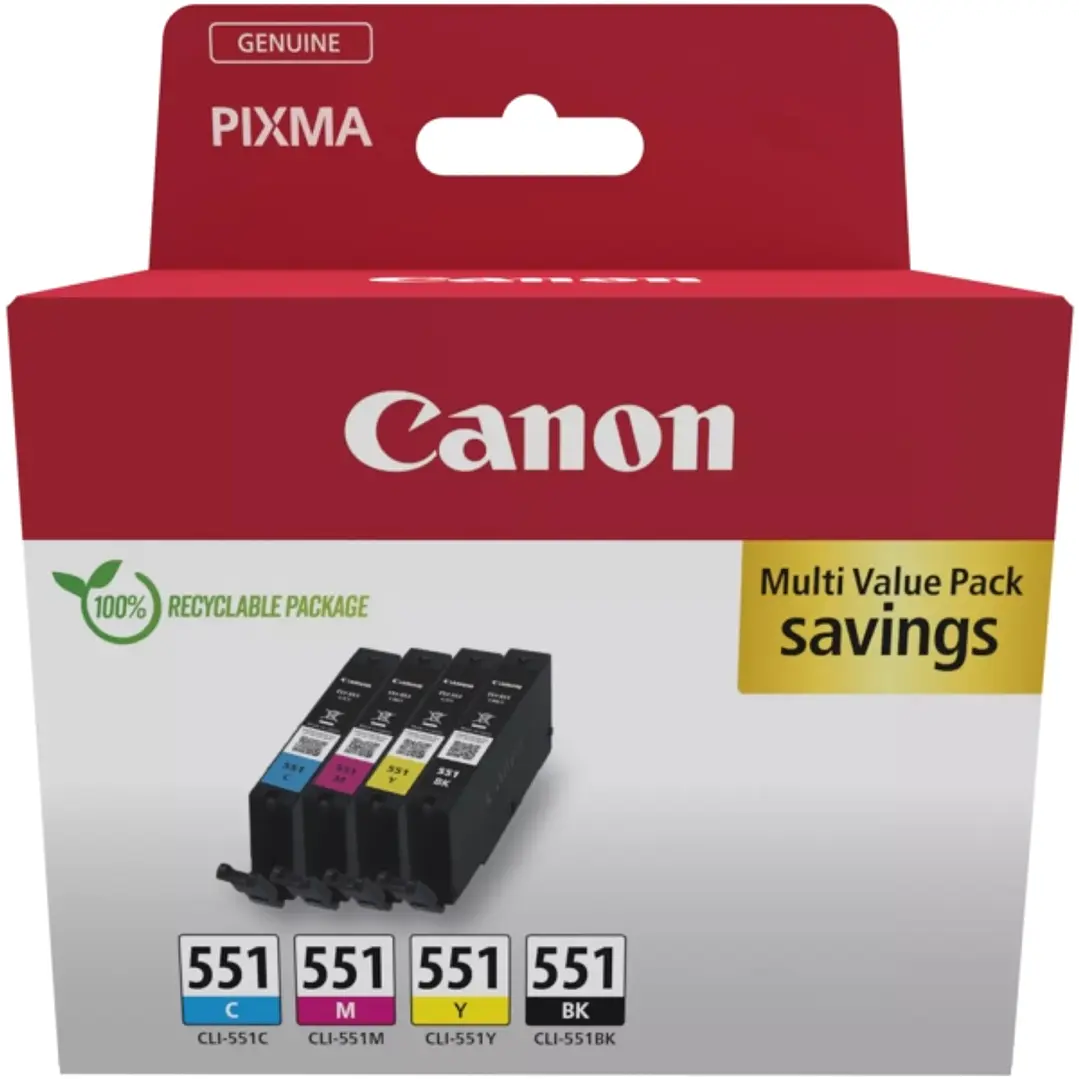 Canon CLI551 Multipack de 4 Cartuchos de Tinta Originales Negro, Cyan, Magenta y Amarillo - 6509B015 1
