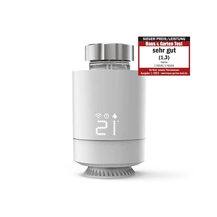 Hama Termostato de Radiador Inteligente - Temperatura Regulable - WLAN - Compatible con Asistente de Voz - Control con App - 6x6x9.5cm - Color Blanco