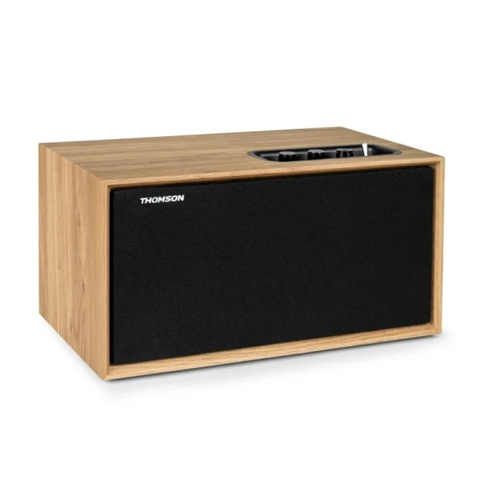 Thomson WS502 Altavoz 100W Bluetooth 5.0 - Caja de Madera - Frente Desmontable - Entrada RCA, USB, AUX-IN - Color Madera 1
