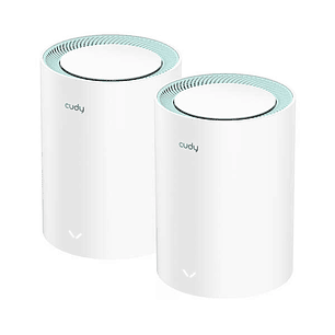 Cudy M1300 Pack de 2 Sistemas WiFi Mesh AC1200 Dual Band - 867Mbps en 5GHz, 300Mbps en 2,4GHz - 1x Puerto LAN 1000/100/10Mbps, 1x Puerto WAN 1000/100/