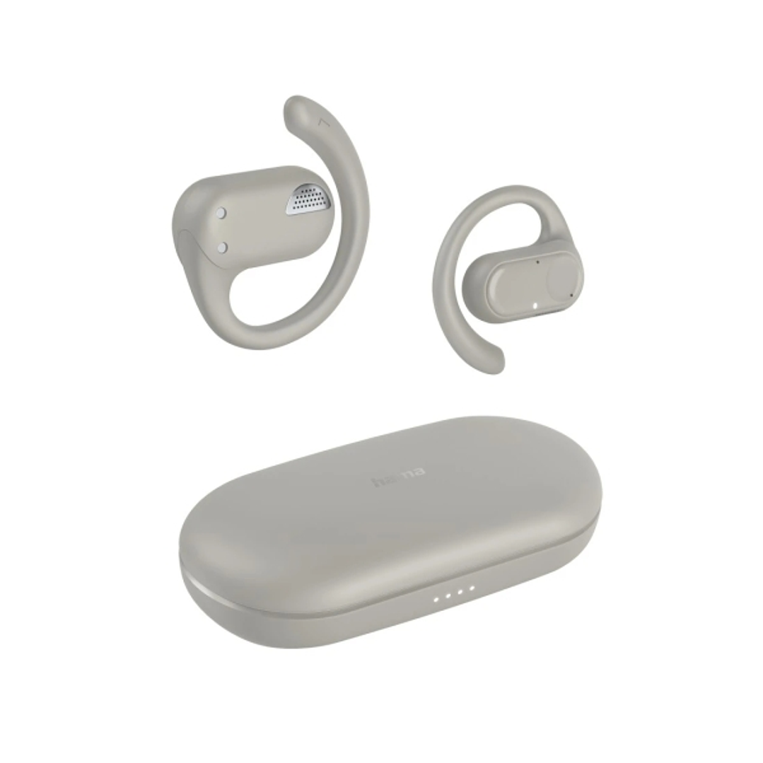 Hama Spirit Open Auriculares con Microfono Omnidireccional - Bluetooth - IPX4 - Pantalla LED - Carga por USB-C - Color Beige 1