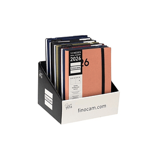 Finocam Dynamic Mara Expositor con 10 Agendas Surtidas en Catalan - Anual 2026 - Tapa Blanda - Cierre con Goma Elastica - Formato Y4 - Semana Vista en
