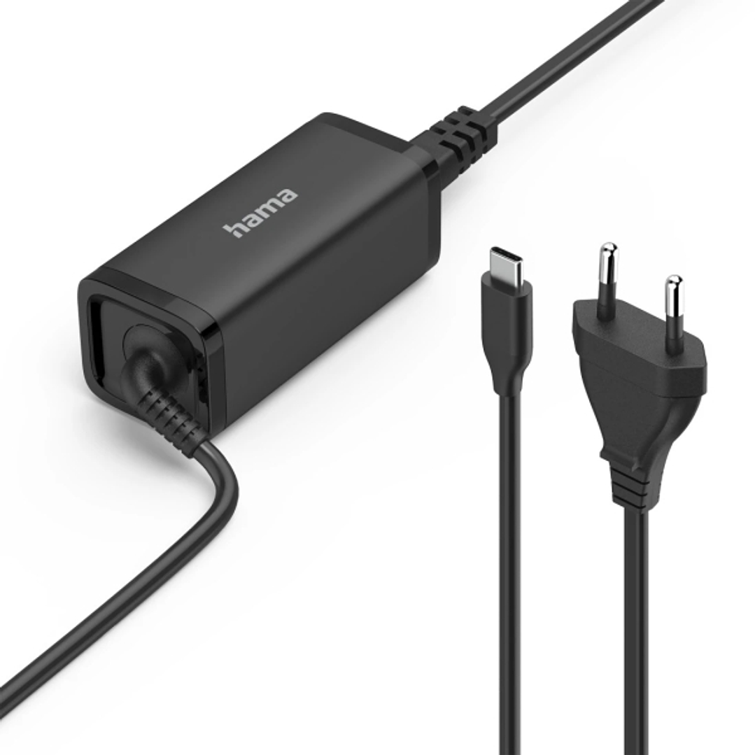 Hama Essential Fuente de Alimentacion Universal para Portatil - Potencia 65W - Voltaje 5-20V - Cable de Entrada 1.2m - Cable de Salida 1.2m - Power De 1