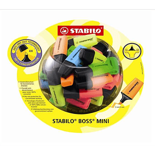 Stabilo Boss Mini Expositor con 50 Marcadores Fluorescentes - Trazo entre 2 y 5mm - Tinta con Base de Agua - Antisecado - Colores Surtidos