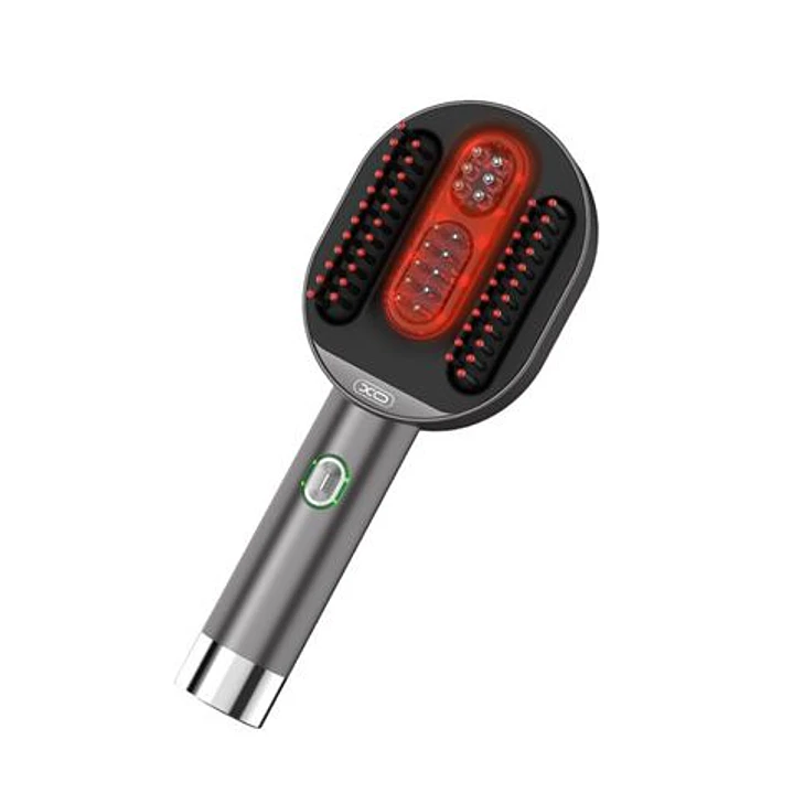 XO FG12 Secador con Cepillo y Funcion Masaje - Potencia 5W - Bateria de 1500mAh - Terapia con Luz Roja - Color Gris 1
