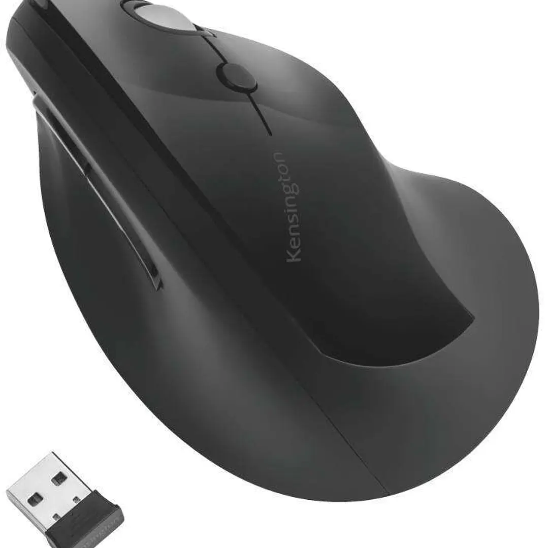 Kensington Pro Fit Ergo Raton Vertical Inalambrico 2.4Ghz 1600dpi - 5 Botones - Inclinación Natural 46,7º - Alcance hasta 20m - Indicador de Carga - C 1